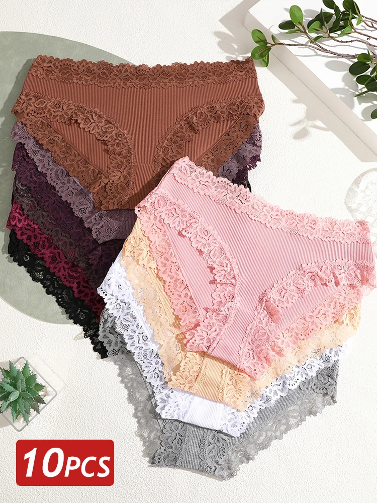 10 шт./компл. женские хлопковые трусики сексуальные кружевные трусы с низкой талией эластичное женское мягкое нижнее белье удобное нижнее белье для девочек S-XL