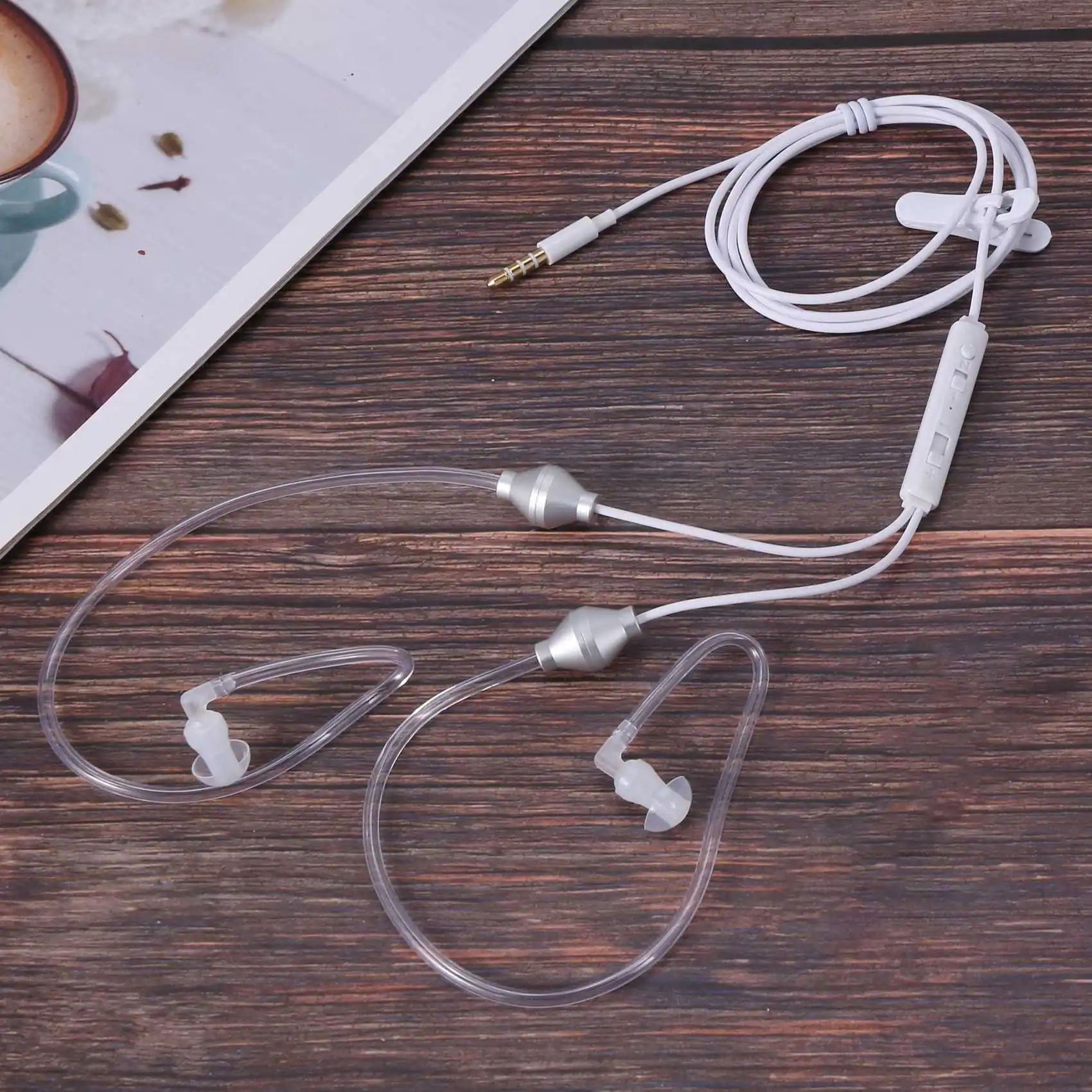 Swxf 3.5mm tubo de ar estéreo com fio fone de ouvido anti-radiação binaural fones de ouvido com isolamento de ruído micr para celular