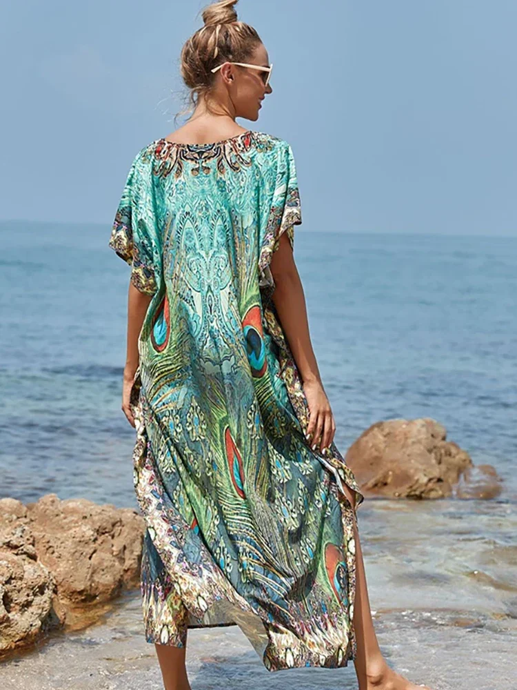 Easy Dry Beach Cover Up Robe Plage Vestido Playa Beach Pareo Swimsuit Cover Up Beachwear 2025 Bathing Suit Women Maxi Dress