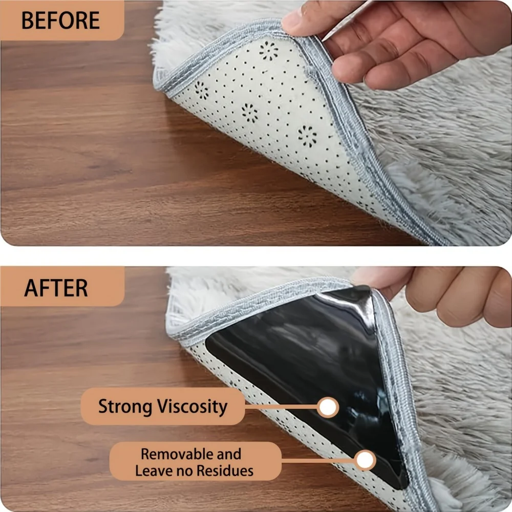 Carpet Non-slip Sticker Reusable Washable Anti Curling Carpet Patch Fixed Stickers Floor Rug Mat Tape Gripper Corner Pad Patches