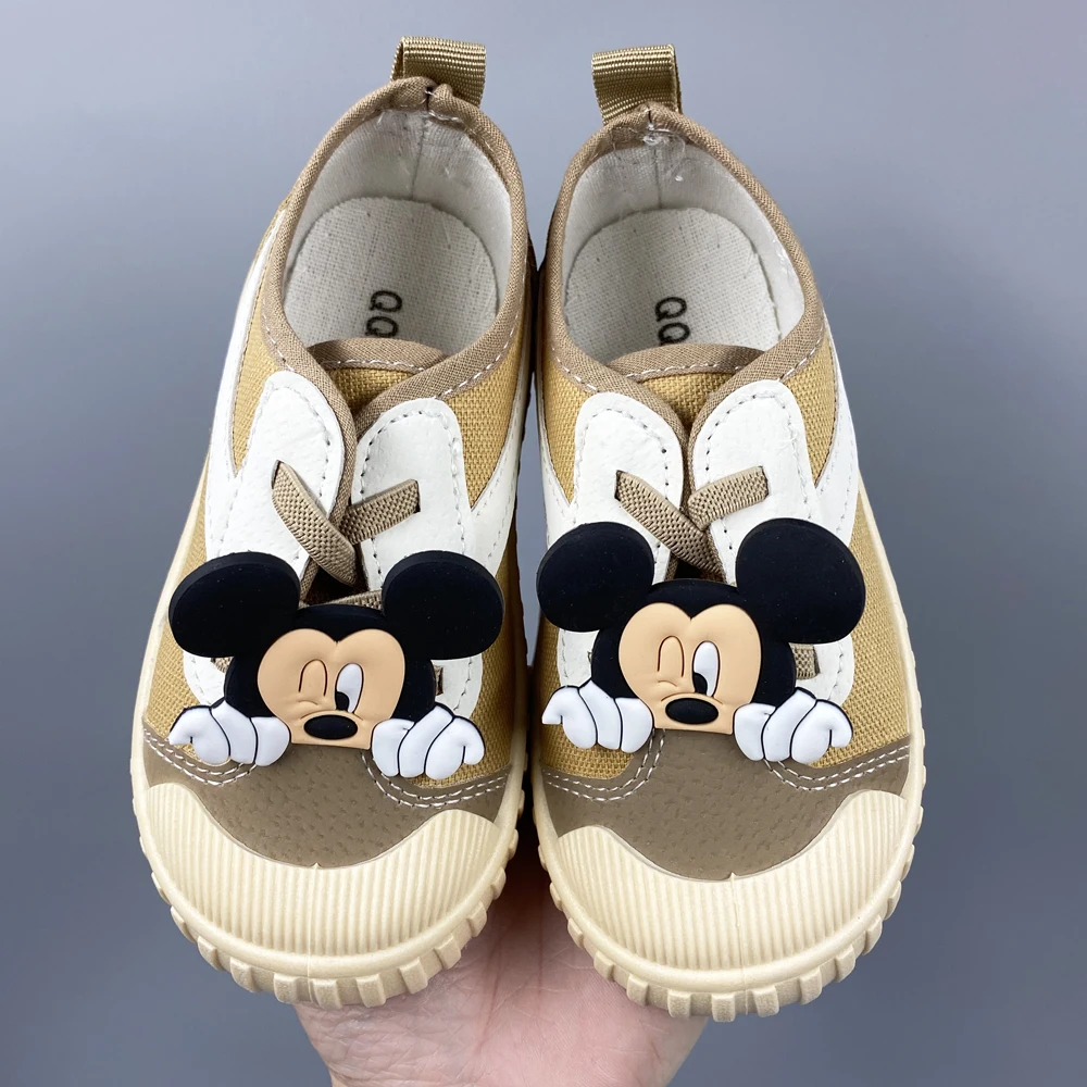 Disney Children \'s Canvas Shoes Soft Bottom Non-slip Child Casual Shoes Kids Sneakers Cute Mickey Minnie Boys and Girls Shoes