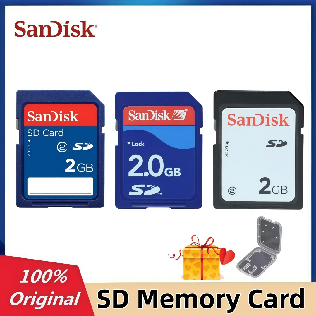 بطاقة ذاكرة Sandisk SD الأصلية سعة 2 جيجابايت للكاميرا كانون باناسونيك CCD بطاقة ذاكرة الكاميرا الرقمية طابعة ثلاثية الأبعاد باستخدام الحاسب الآلي #1
