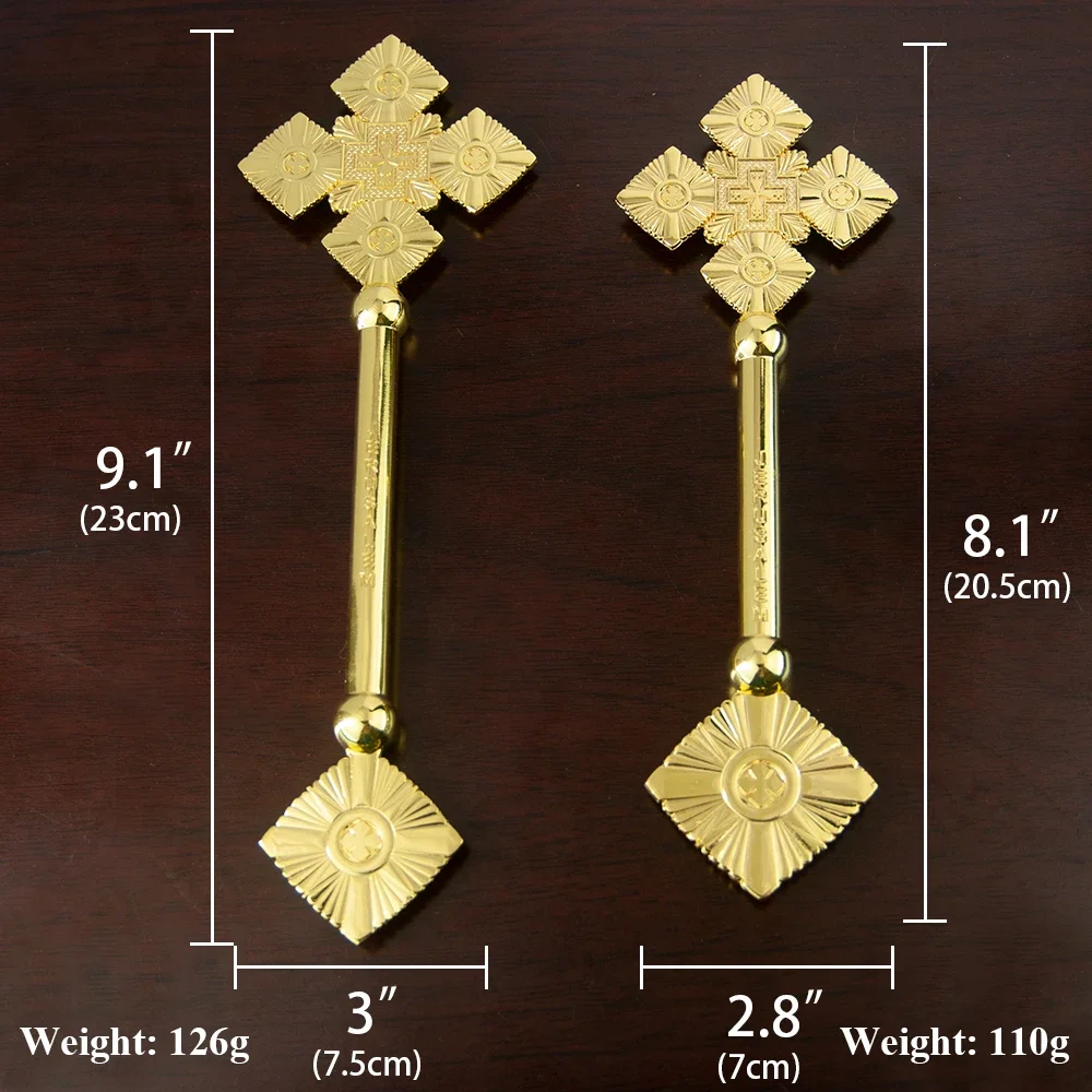 Handheld Catholic Jerusalem Holding Prayer Cross, Solid Alloy Material for On-The-Go Worship and Prayer