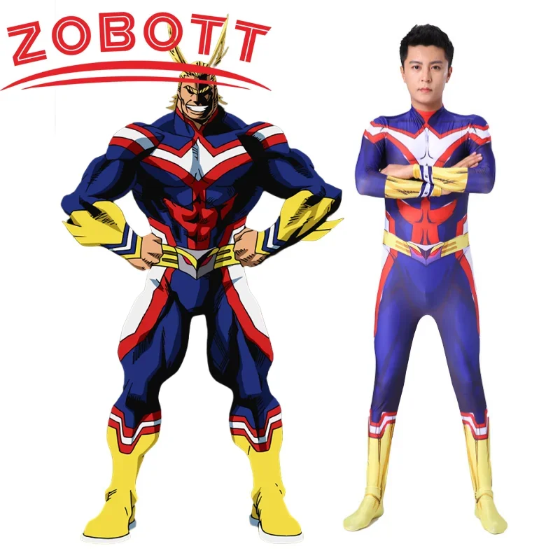 Disfraz de Anime My Hero Academia All·Might, medias para hombre, ropa de combate, disfraz de Halloween, mono de actuación