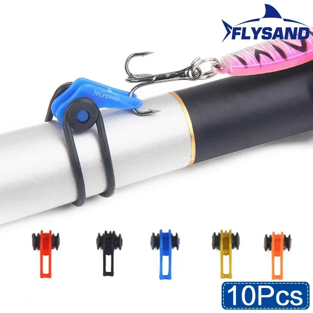 FLYSAND Plastic Fishing Hook Keeper Holder Hooks Keeper For Fishing Rod Pole Fishing Lures Bait Safety Holder 5 Colors 10PCS