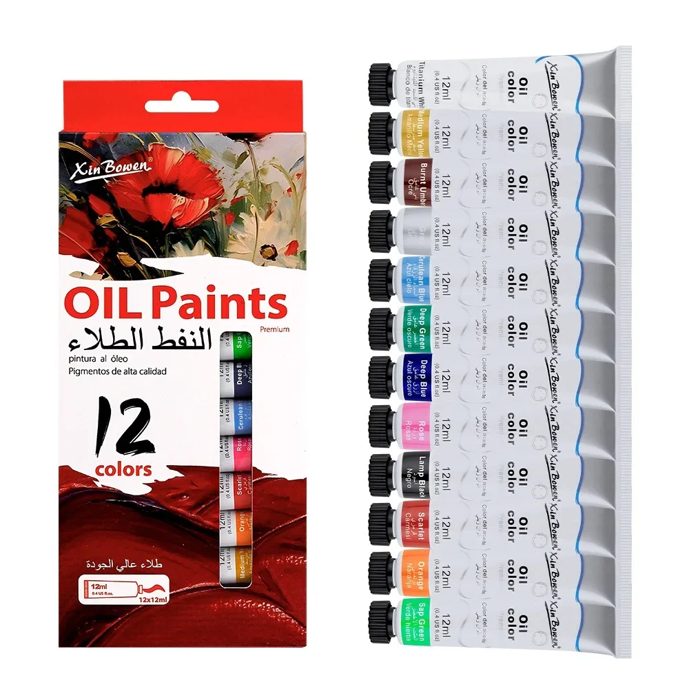 Professional Oil Paints Set 12 Colors 12 Ml Canvas Ceramic Rock Painting Kit Art Supplies for Artists Kids Beginners & Painters