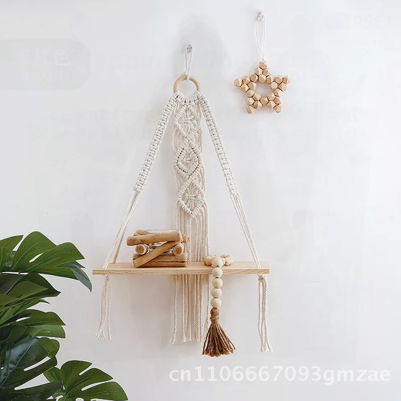 

Богемный тканый хлопковый гобелен, настенная полка, небольшая стеллаж для хранения, современный минималистичный клетчатый дизайн для детской комнаты, белый 32x60 см