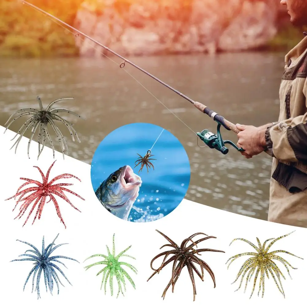 2Pcs Bionic SeaUrchin Lure 11cm/10g Floating Topwater Artificial Bait, Elastic TPE Baits Fuzzy Soft Lure for Angling