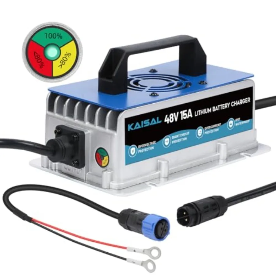 

Lithium Battery Charger 48 Volt/58.4V 15A for 48V 51.2V LiFePO4 Battery 0V Wake Up 48V Lifepo4 Battery Charger IP67 Waterproof