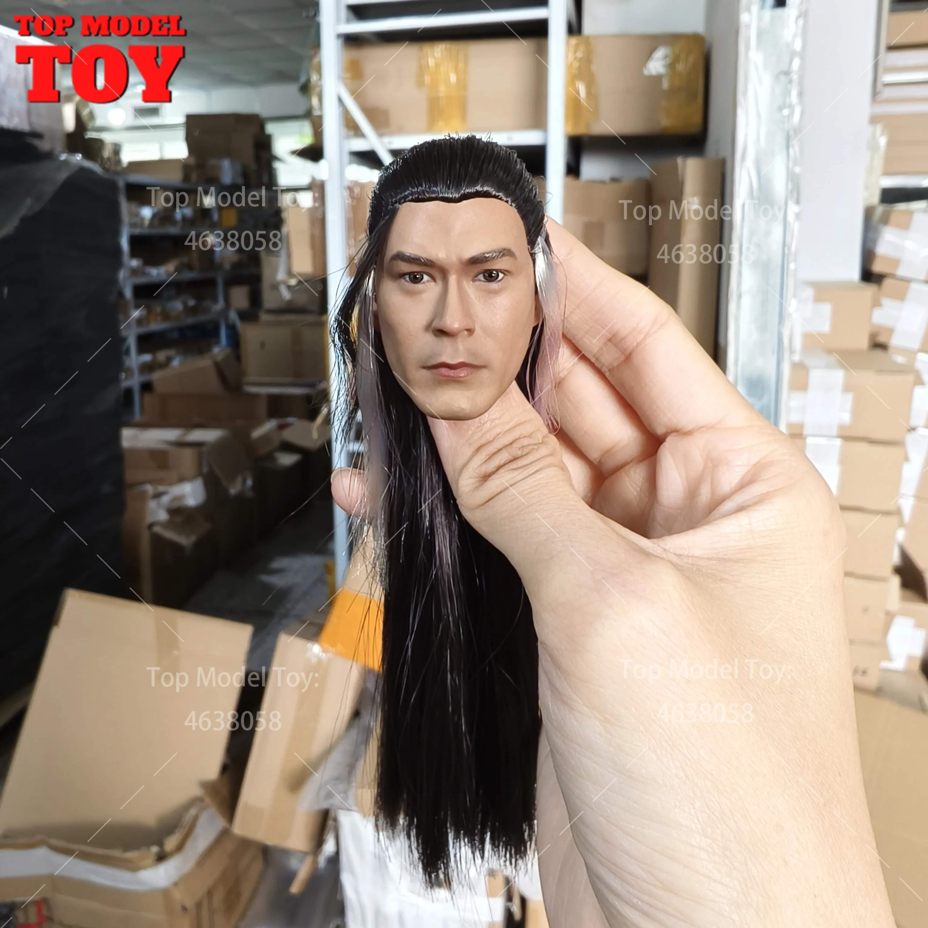 1/6 Yangguo Louis Koo cabeza esculpida chino antiguo pelo largo cabeza tallado modelo apto 12 ''soldado masculino figura de acción cuerpo muñecas