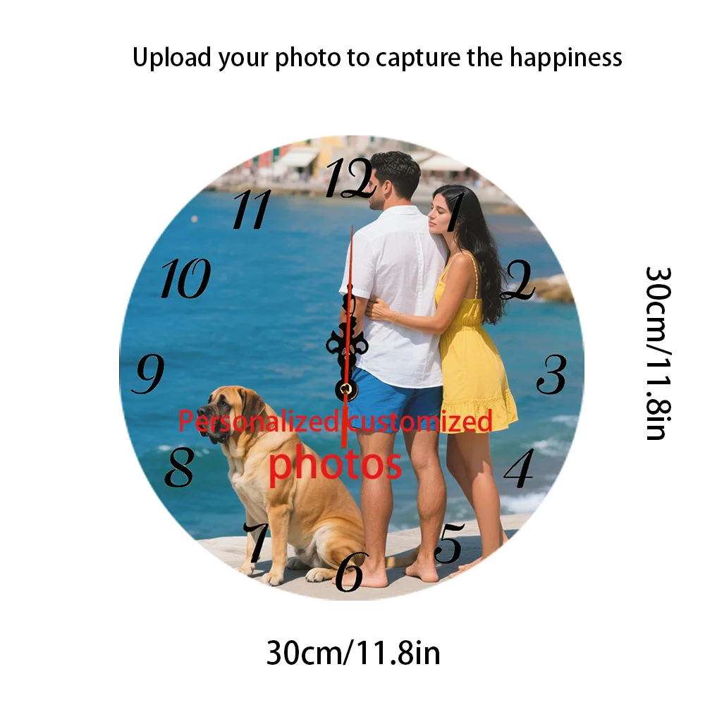 

1 Piece, Personalized 12inch Wooden Wall Clock, You Can Customize Your Favorite Photos, Mute, Battery Powered (Aa Battery Not Included), Christmas, Halloween, Birthday Custom Gift Wall Clock