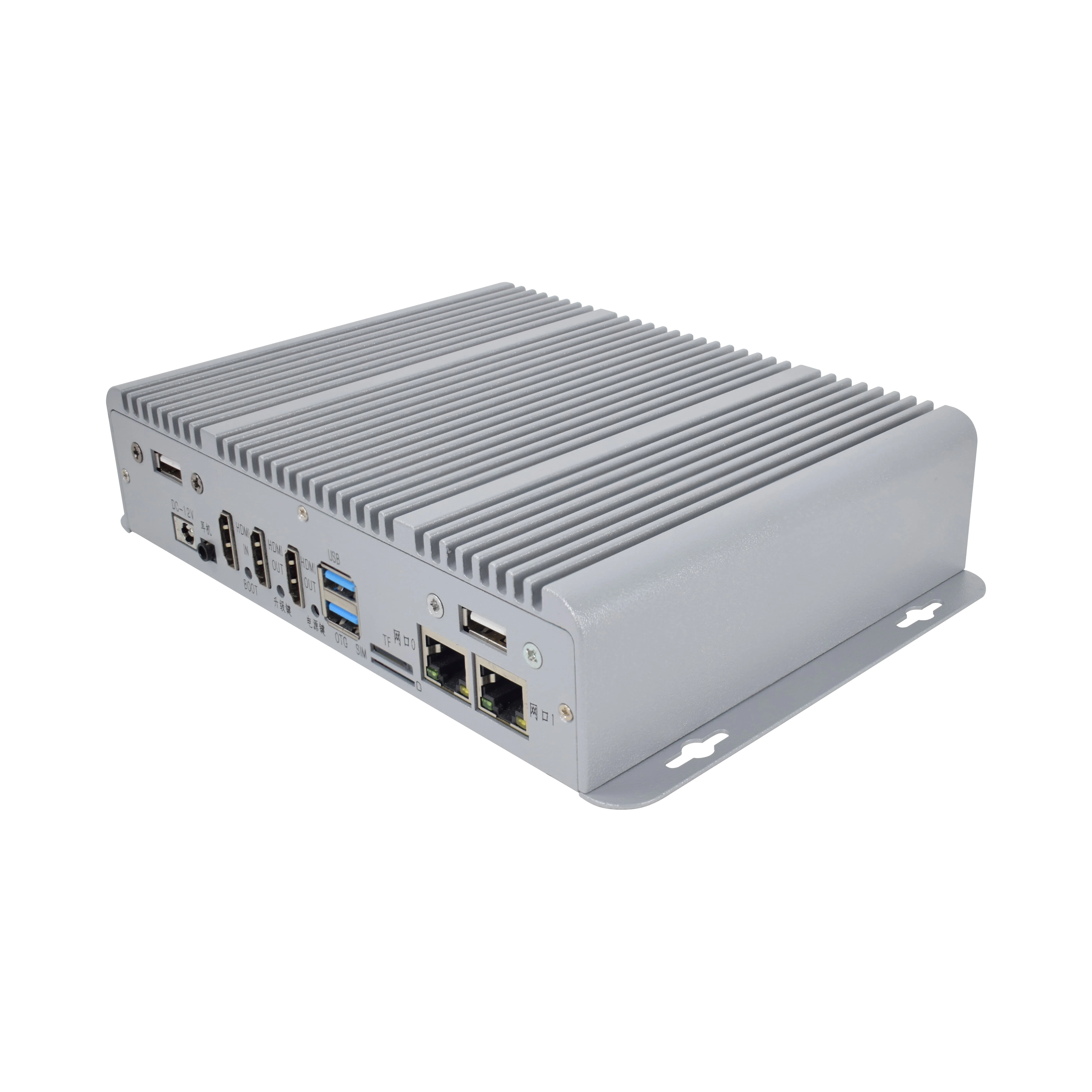Fanless Edge AI Industrial Mini PC with RK3588 NPU Rugged Compact Computer for Digital Signage & Automation Control