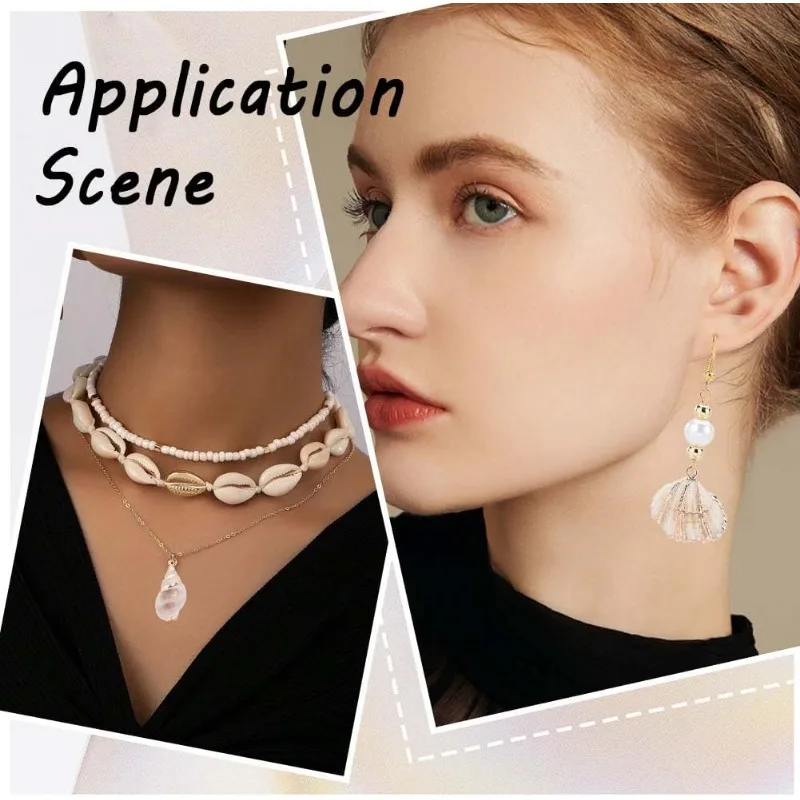 1 صندوق شل سحر الطبيعية الأبيض Cowrie الصدف سحر قذائف محارة مطلي سحر الصيف المحيط البحر سحر للمجوهرات #5