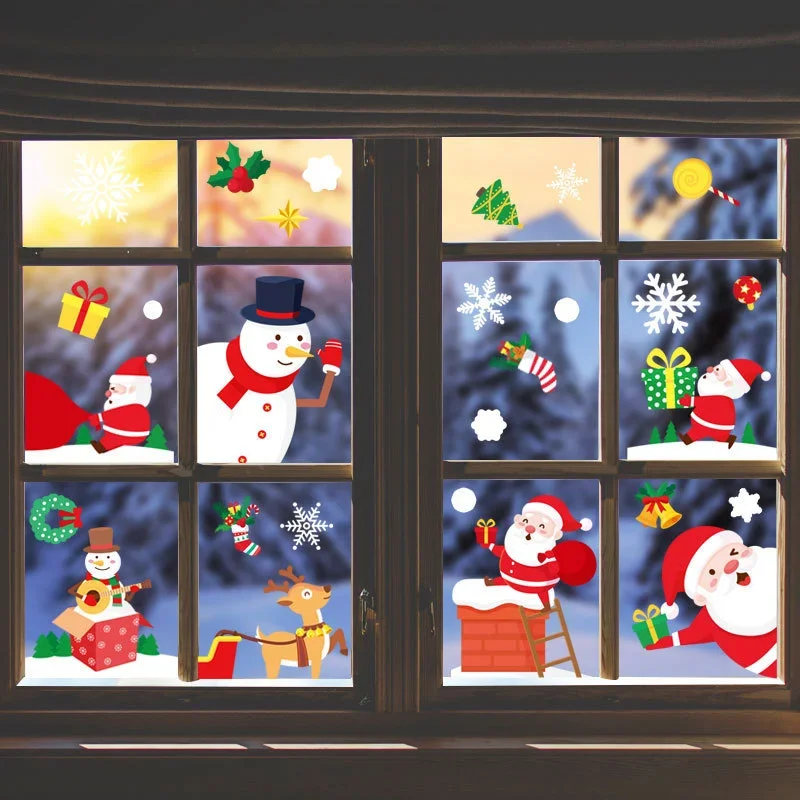 Merry Christmas Wall Window Stickers Christmas Decorations for Home Wall Glass Stickers New Year Home Decals Decoration Murals