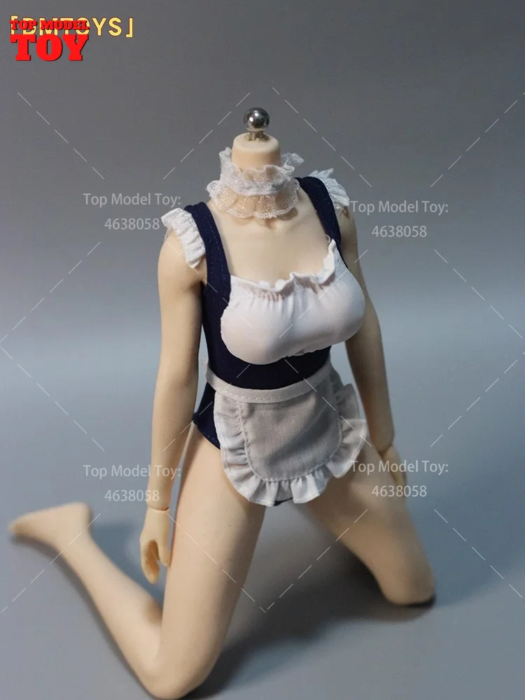 DMTOYS 1/6 Scale Maid High Slit Swimsuit Apron Scarf Clothes Model For 12'' Female Soldier Action Figure Body Dolls Toys