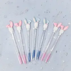5PCS Reusable Eyelash Brush Tube Eyebrow Brush Replaceable Dustproof Rabbit Ear Crystal Rod Replaceable Individual Packing