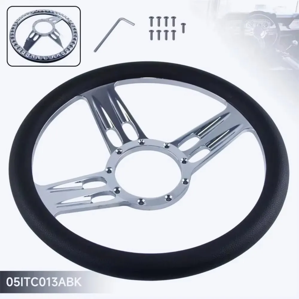 

DB-14" 9-Bolt Chrome Aluminum Half Wrap Steering Wheel for Buick 69-93 Cadillac 69-89 Chevrolet 60-94 Dodge Chrysler Plymouth 78