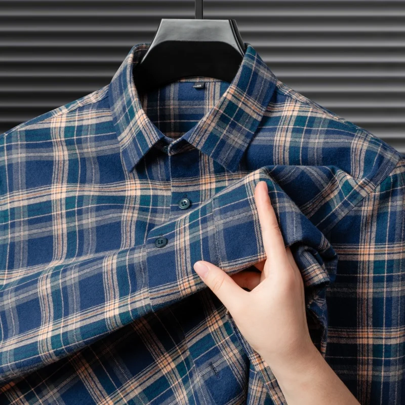 

Men's long-sleeved cotton checked shirt - high-quality, suitable for all seasons, comfortable and suitable for daily wear.