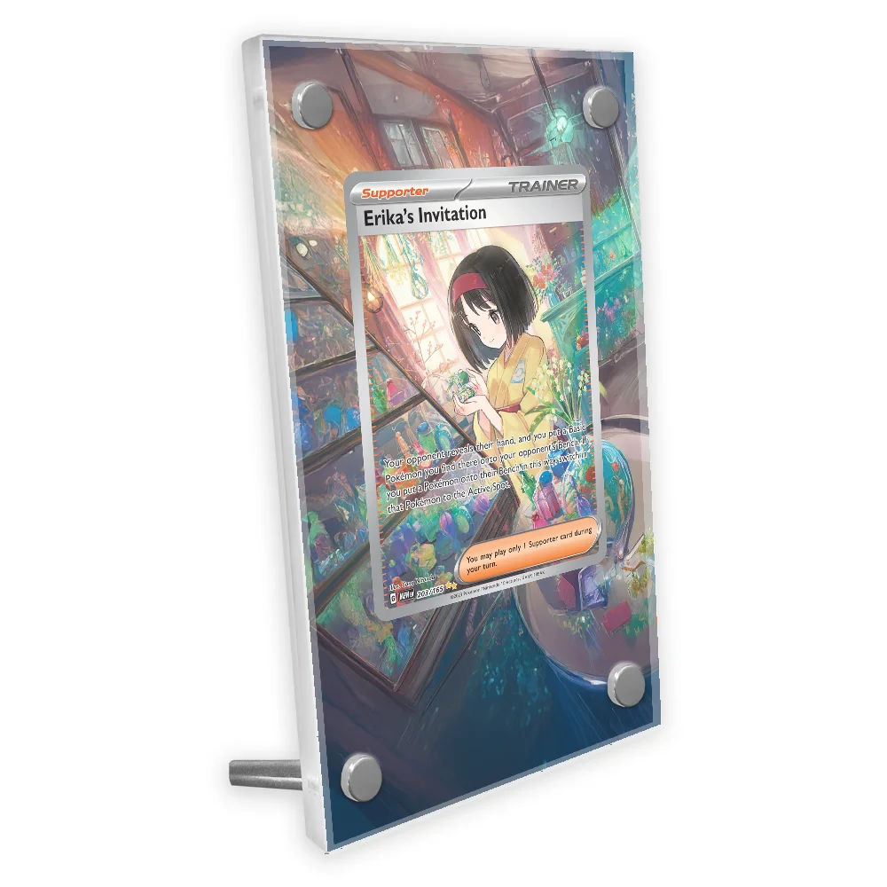 بطاقات البوكيمون عرض PTCG Erika أنيمي لعبة جمع توسيع الهدايا الفنية ذاتية الصنع الاكريليك واقية المفاتيح اللعب #2