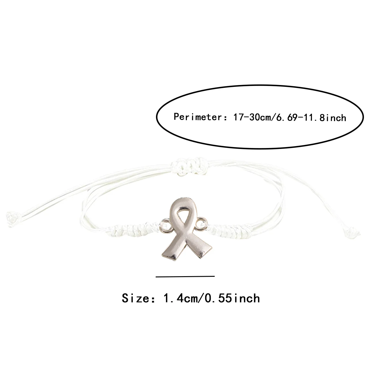 Colorful Ribbon Pendant Breast‑Cancer‑Awareness Braided Bracelet, Adjustable Charity‑Themed Memorial Bracelet