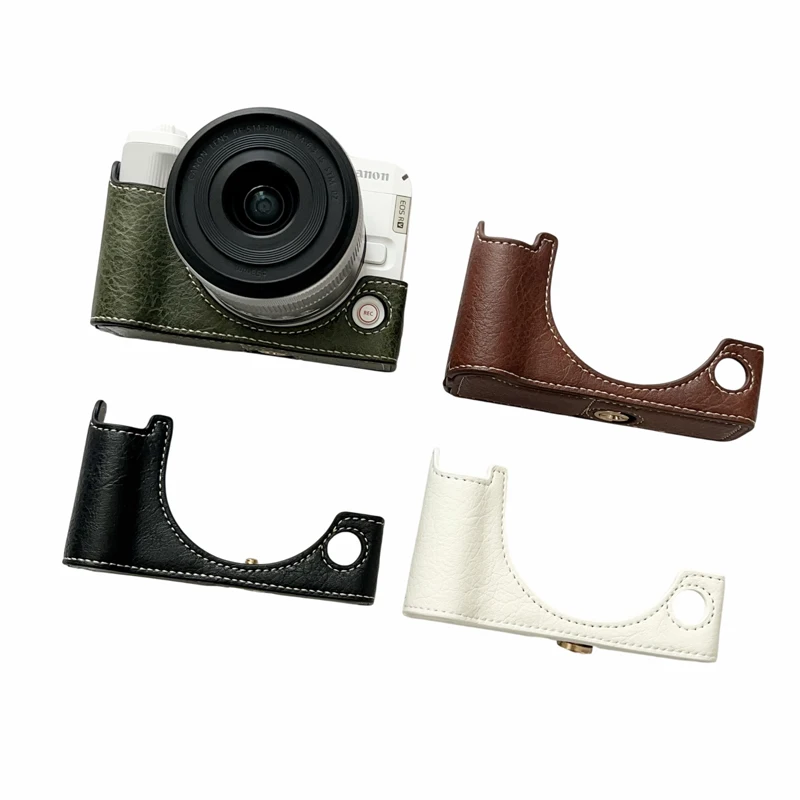 

Buffalo Pattern PU Leather R50V Case Camera Bag Half Body Base Protector for Canon EOS R50V Protective Opening Bottom Cover