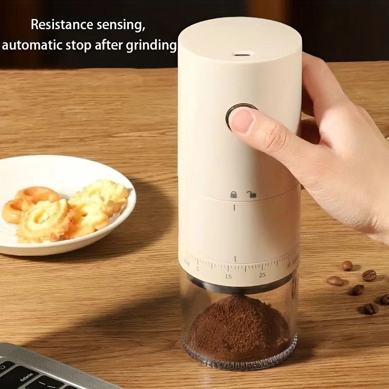 مطحنة حبوب القهوة الكهربائية المحمولة 38 تروس خارجية قابلة للتعديل USB شحن 1500 مللي أمبير قابلة للشحن ماكينة القهوة المنزلية الصغيرة