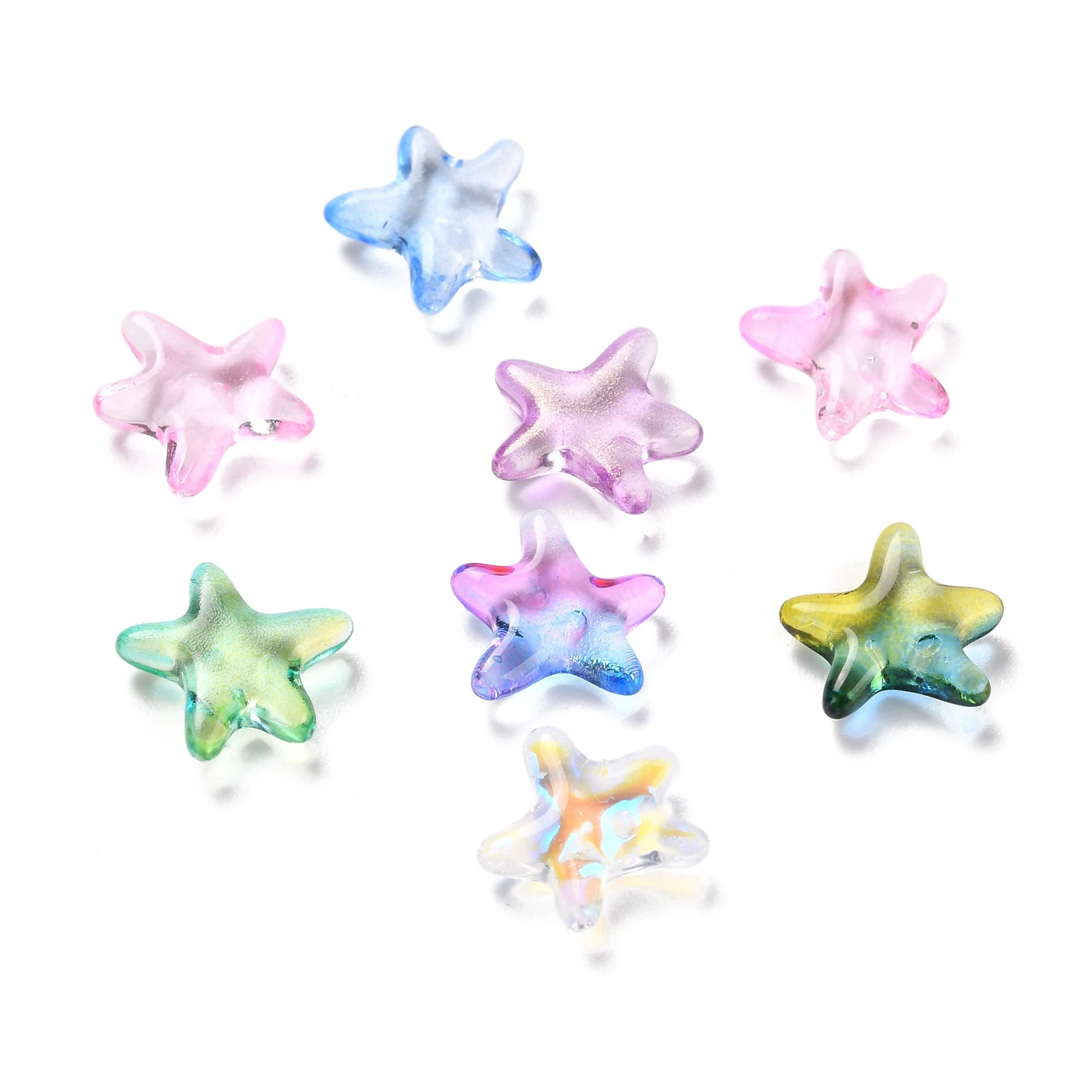 

200Pcs Random Mix Color Starfish Electroplate Transparent Glass Charms for DIY Earring Bracelet Necklace Jewelry Findings
