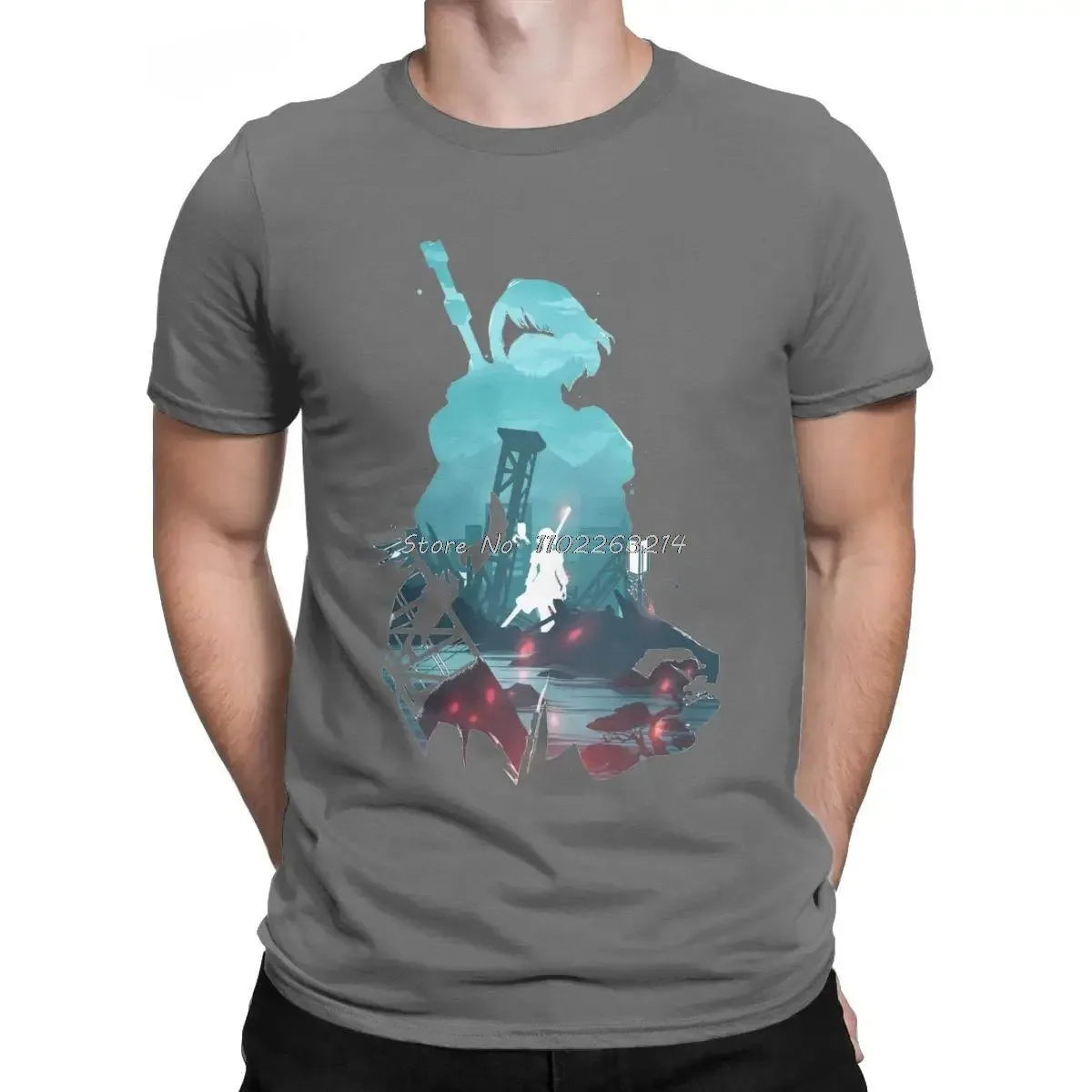 Men Nier Automata 2B Waifu T Shirts Japanese Game Cotton Tops Awesome Short Sleeve anime Tees Gift T-Shirt Oversized