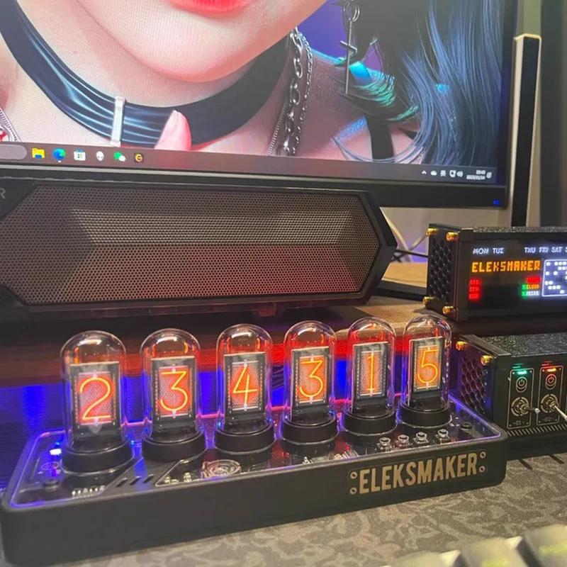 Luxury RGB Nixie Tube Clock IPS Modern LED Atmosphere Lights DIY Analog Digital Tube Desktop Digital Clock Decoration Boys Gift