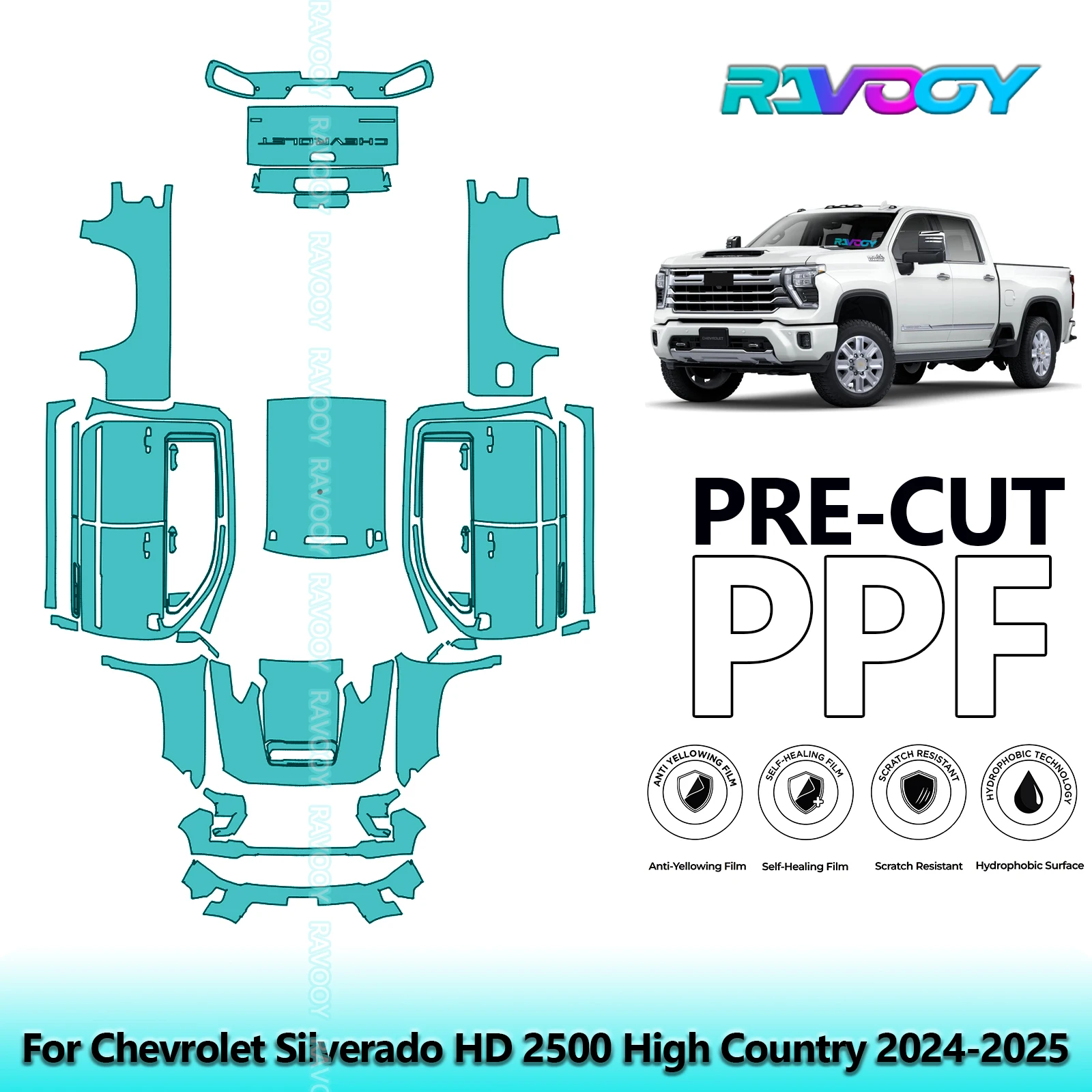 

Car Precut PPF Paint Protection Film Full Vehicle For Chevrolet Silverado HD 2500 High Country 2024-2025
