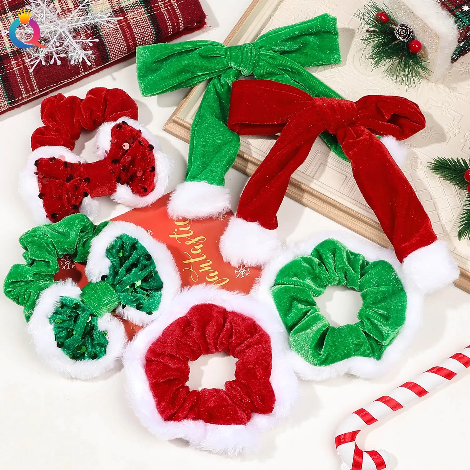 Christmas Bow Hair Rope Red Winter Plush Hair Tie Large Cute Ponytail Holder Headwear Christmas Scrunchies Christmas Gifts