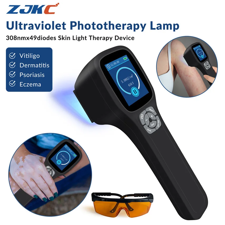 

ZJKC 308nm Excimer System Lamp Phototherapy Vitiligo Uvb Light Therapy Device for Psoriasis Eczema Treatment Home Use Black