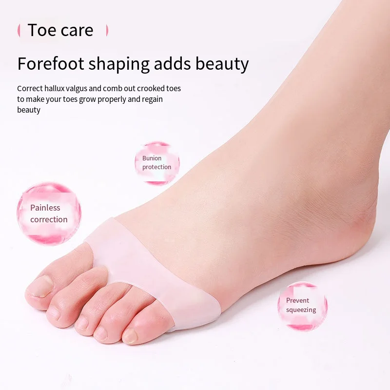هلام السيليكون الأمامية وسادة فاصل أصابع القدم الإبهام أروح العظام حامي القدمين الورم الضابط أداة حماية القدمين الرعاية وسادة #4