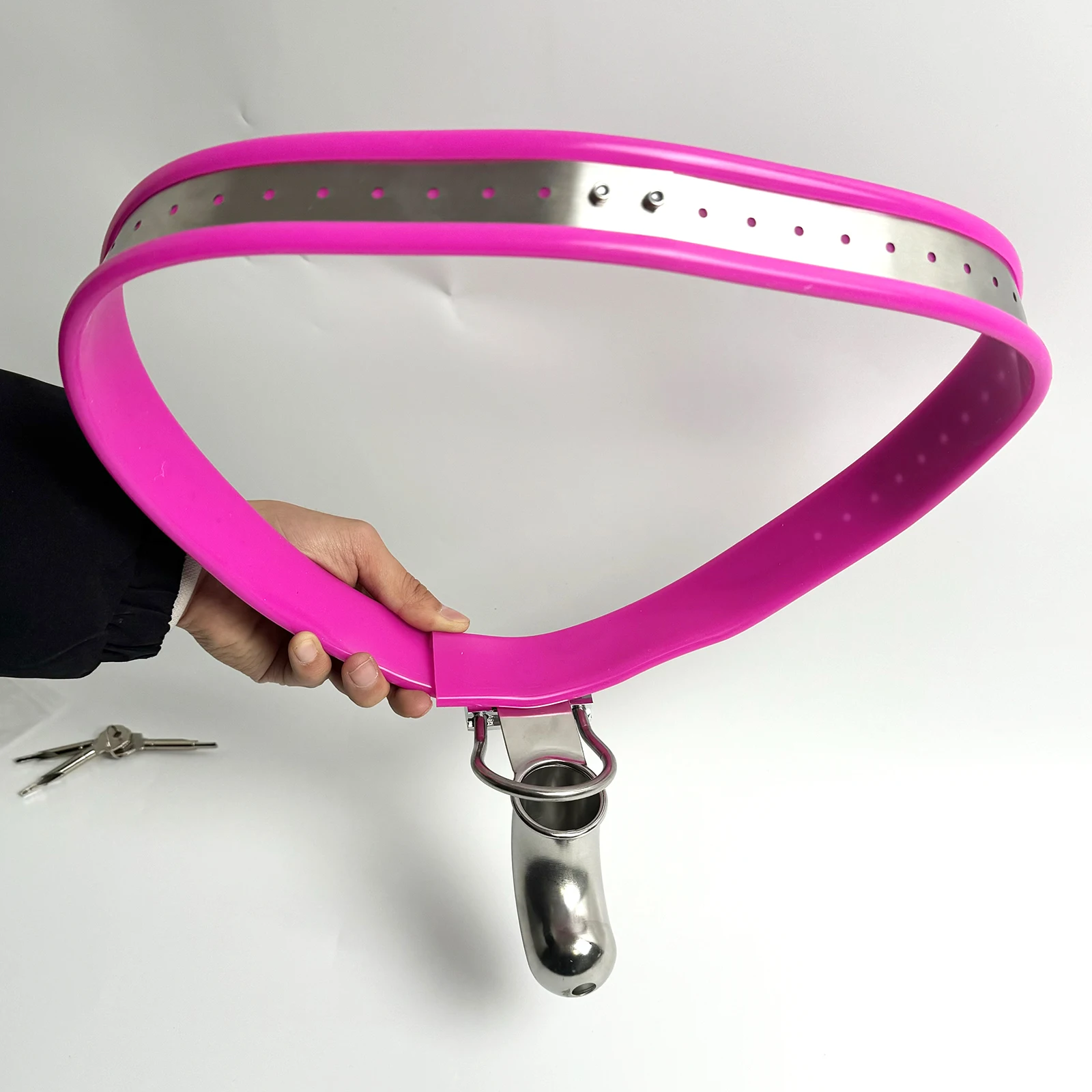 الفولاذ المقاوم للصدأ حزام العفة قفص القضيب BDSM عبودية قفص قفل جهاز قابل للتعديل الخصر قفل ديك BDSM عبودية لعب للرجل #4