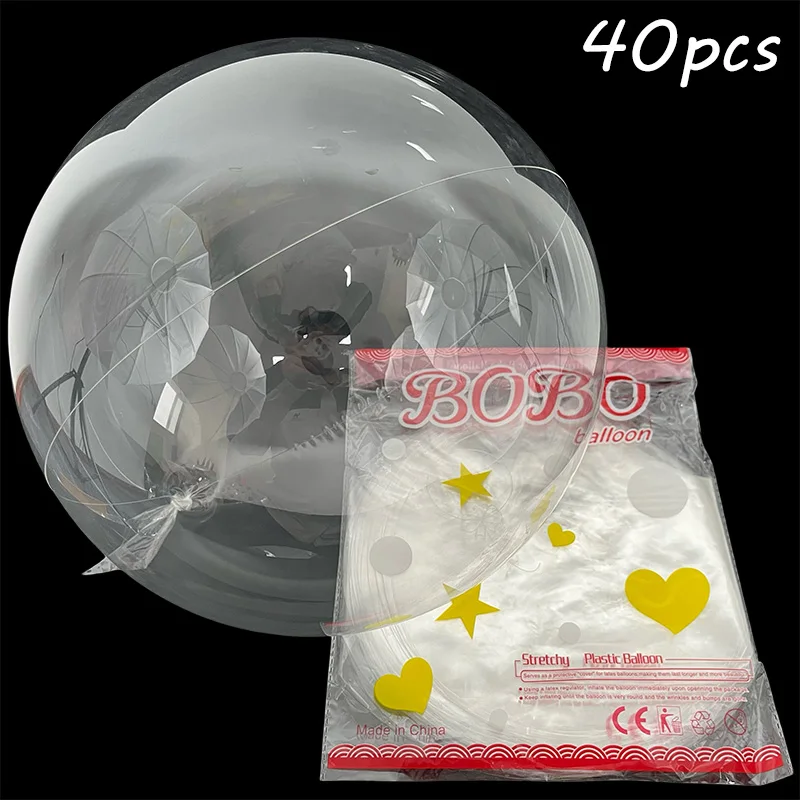 40pcs Bobo Balloons Set 8-36 Inch Helium-Inflatable Transparent Bubble Decorations for Christmas Wedding Birthday Parties