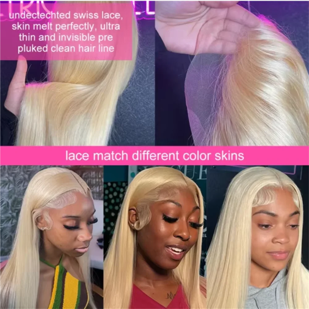 13x6 الدانتيل الجبهة HD شفافة 613 شقراء مستقيم 220 الكثافة 100% باروكة من شعر طبيعي للنساء البرازيلي 13x4 Hd الدانتيل الباروكات الأمامية #4