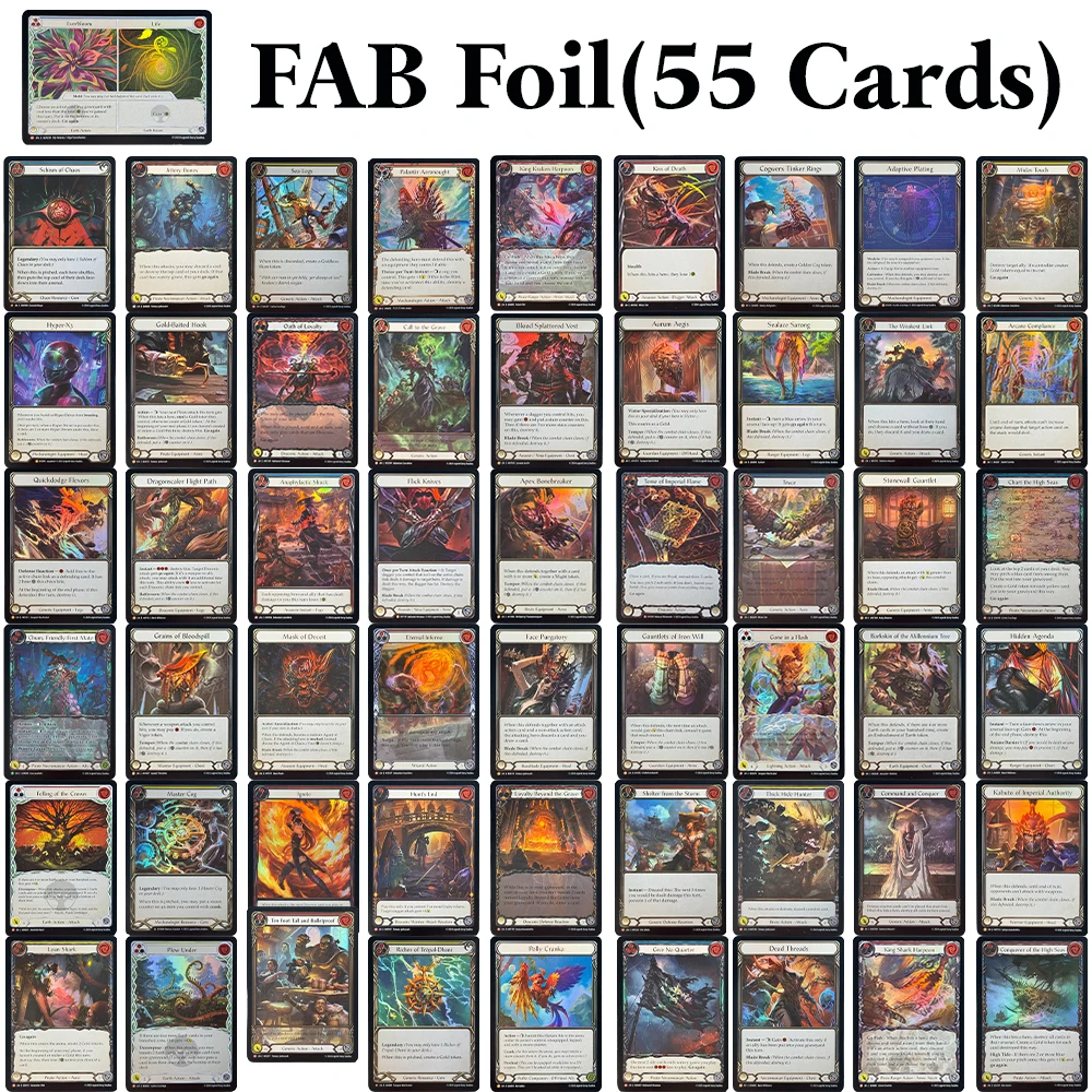 RAINBOW FOIL FAB Whole Set (55Cards/Set) TCG Proxy Quickdodge Flexors Riches of Tropal-Dhani High Sea Card Shelter Trading Games