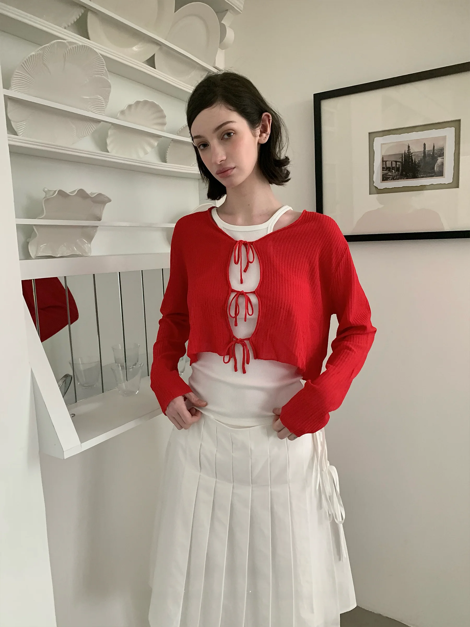 

Новинка! Красный вязаный кардиган JDE для женщин: тонкий, многослойный, свободный крой, длинный рукав. Идеально для весны и повседневной носки.