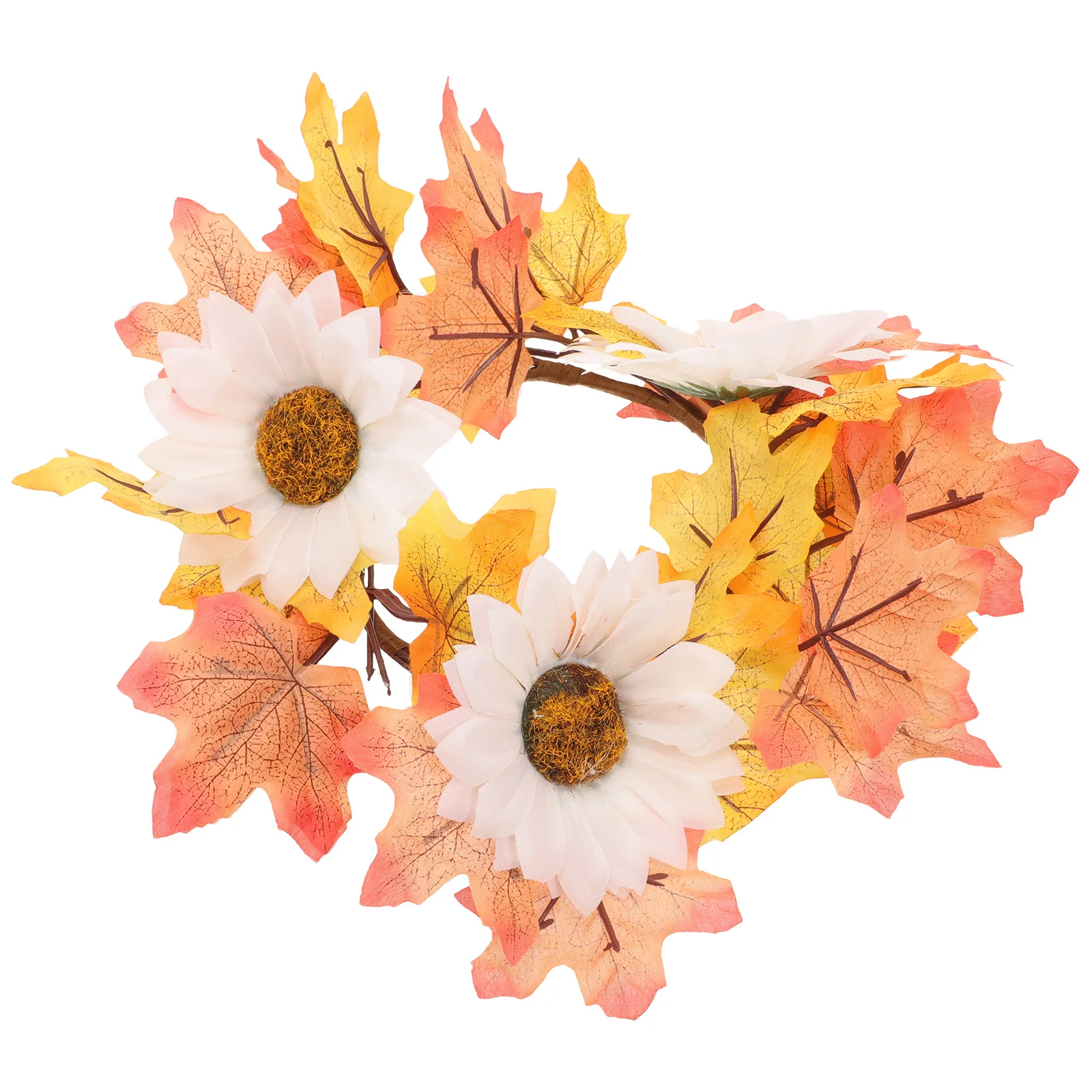 

25CM Autumn Maple Leaf Wreath Fall Decorations Thanksgiving Table Wedding Centerpieces Garland Pillar Wreaths