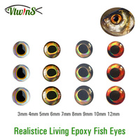 Vtwins 100PCS Realistice 3D Living Simulation Epoxy Fish Eyes Fly Fishing Crankbait Minnow DIY Fishing Lure Eyes Material 3-12