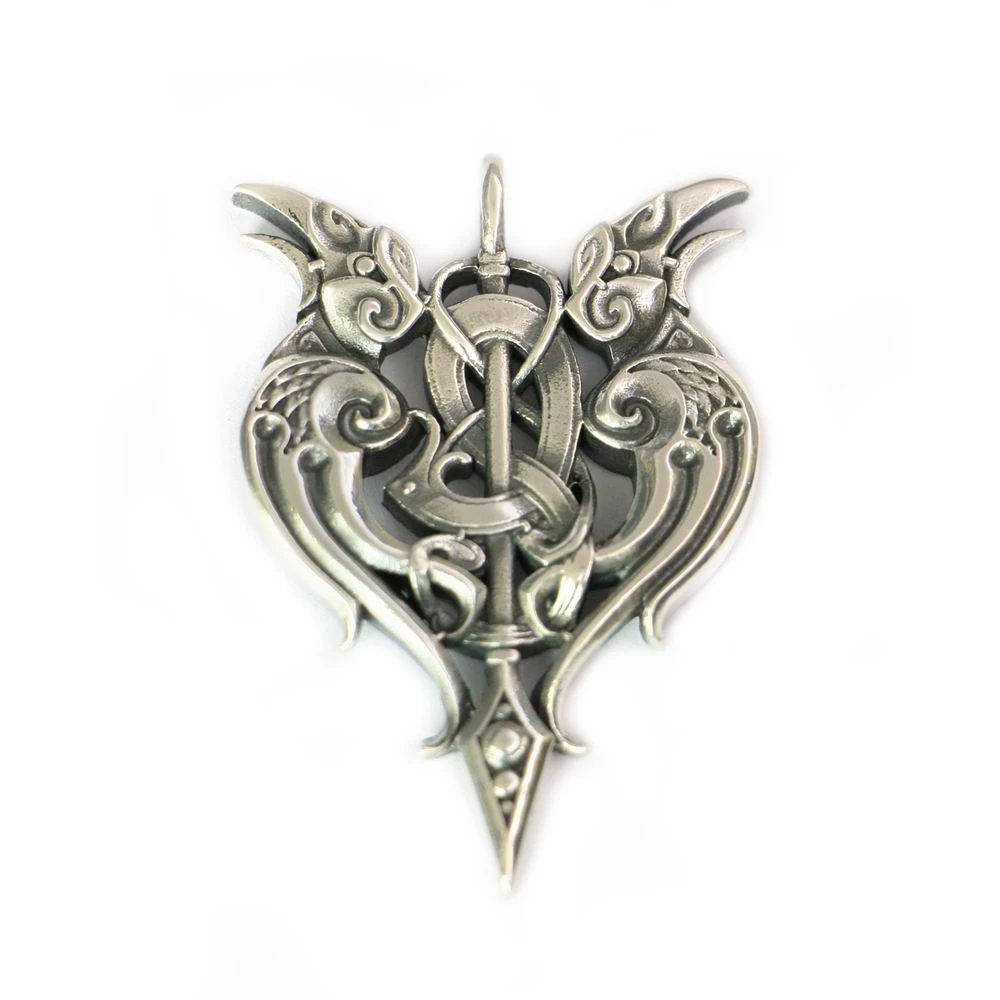 

High Details 925 Sterling Silver Double Crow Pendant TA144