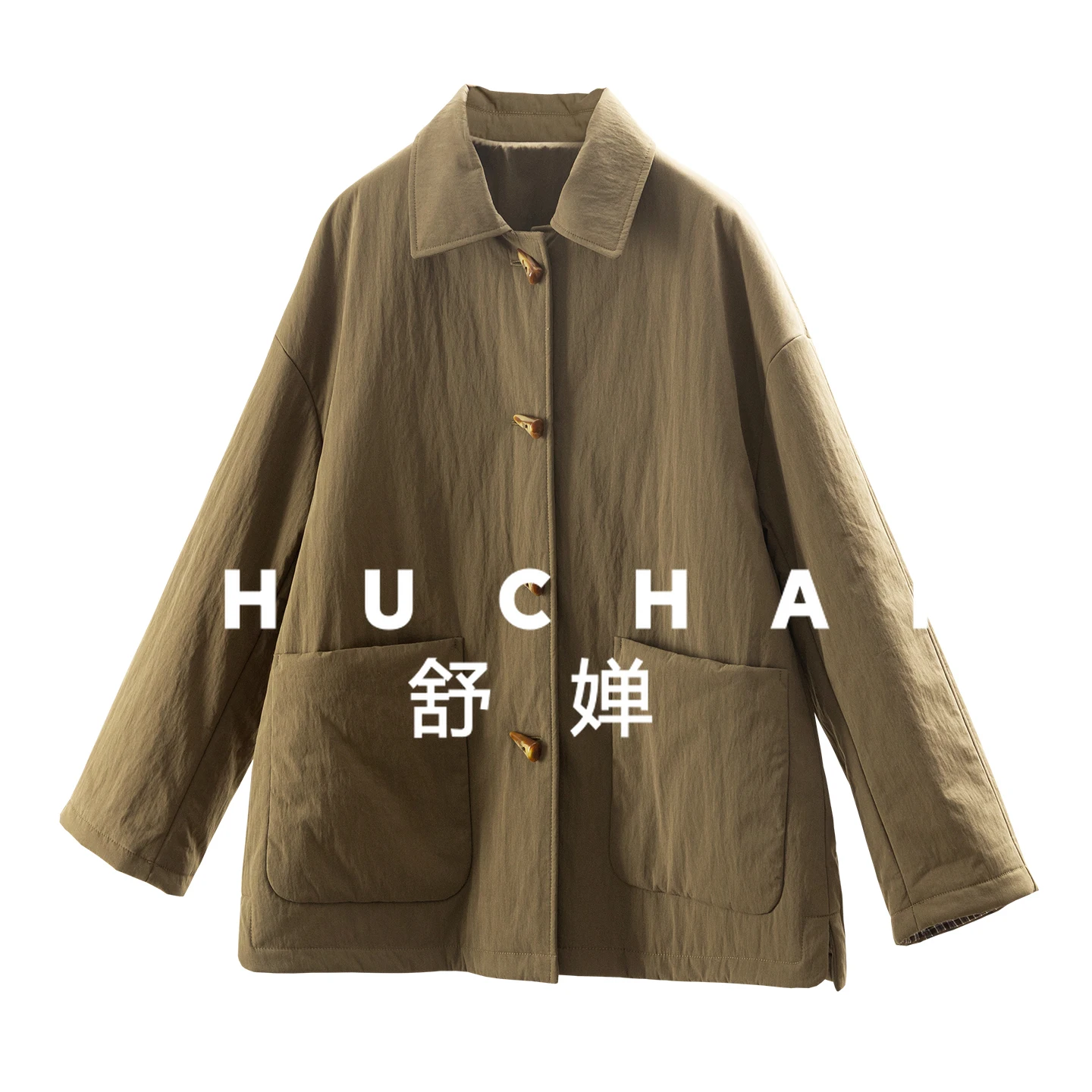 

Retro Horn Buckle Camel Velvet Cotton Jacket Women 23I4 Casaco Feminino De Inverno Super Quente