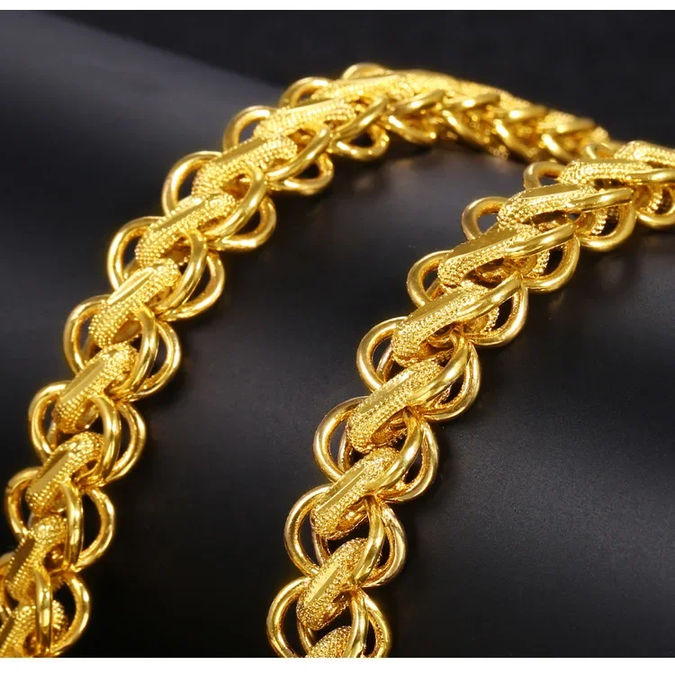 Luxury Gold Color Necklace for Men 8m10m12m Thicken Gold Necklace Boyfriend Chritmas Man Anniversary Jewelry Gifts