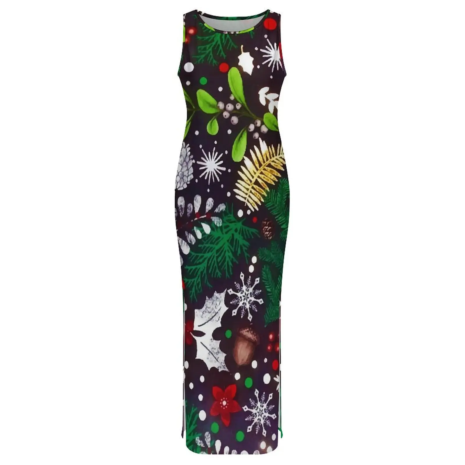 Robe pommes de pin pour femmes, Vintage, Streetwear de noël, moulante, printemps, sans manches, robes Maxi de Club, Design, vêtements surdimensionnés