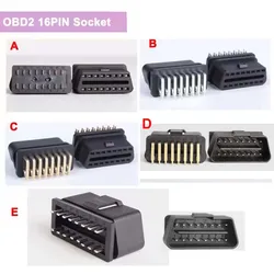 5 Type Option OBD2 16pin Female Interface 16PIN Connector Injection Molded Straight Pin Bent Pin OBD Plug Welding Plug Adapter