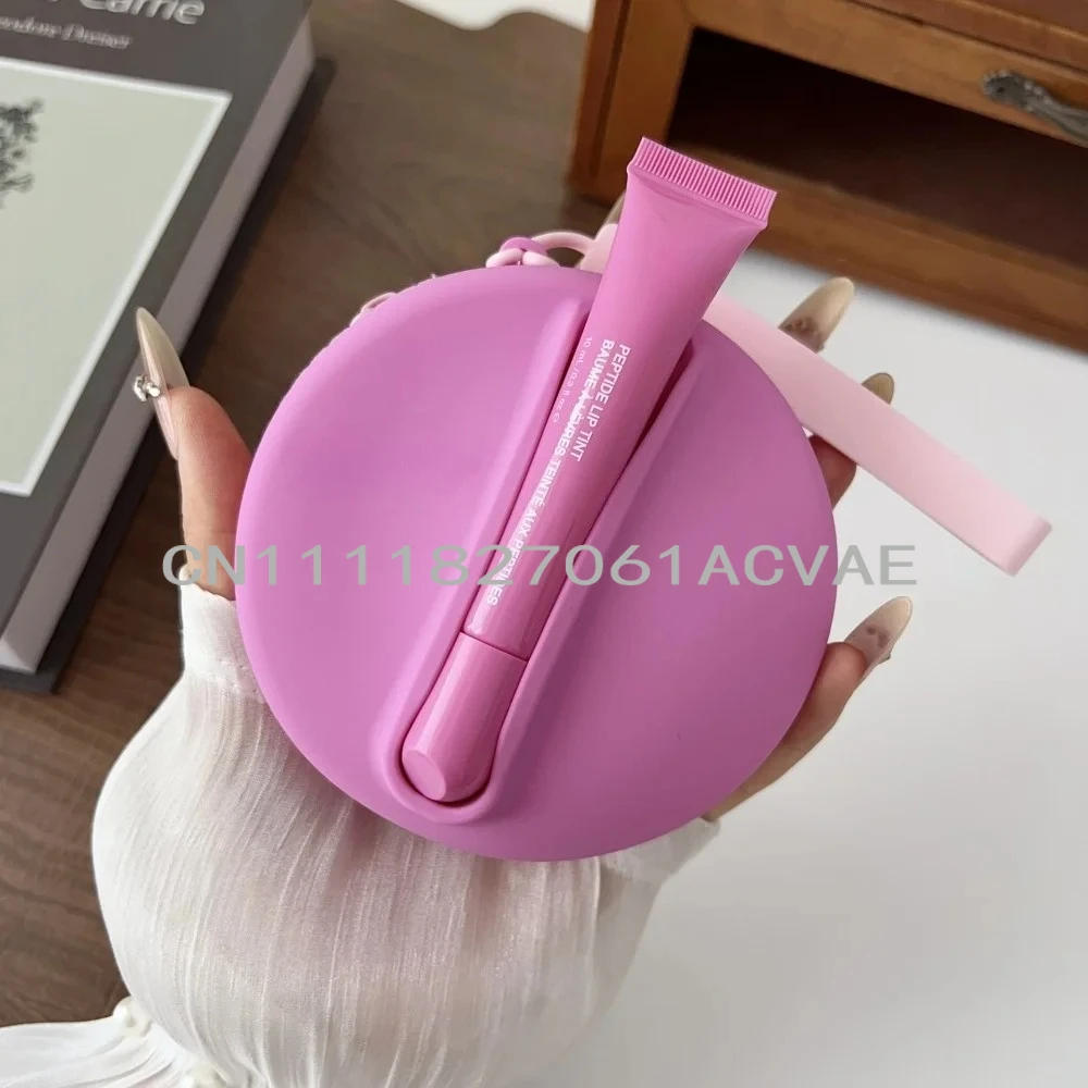 Bolsa de silicona con espejo y correa para la muñeca, estuche portátil para lápiz labial, bolsa de almacenamiento para viaje, bolsa pequeña multifuncional con lápiz labial