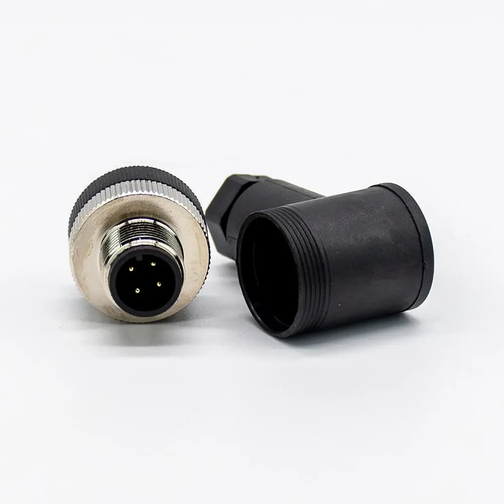 M12 Male 4Pin 90 Degree Connector Right Angle A Code Screw-Joint Unshielded