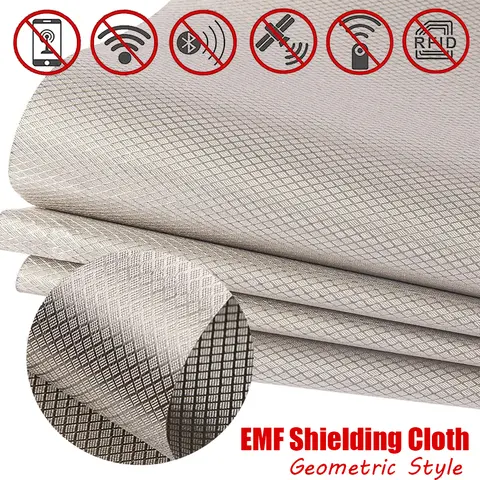Faraday Fabric RFID Shielding Geometric Style Block WiFi Anti-Radiation Conductive Magnetic Copper/Nickel EMF Protection Cloth