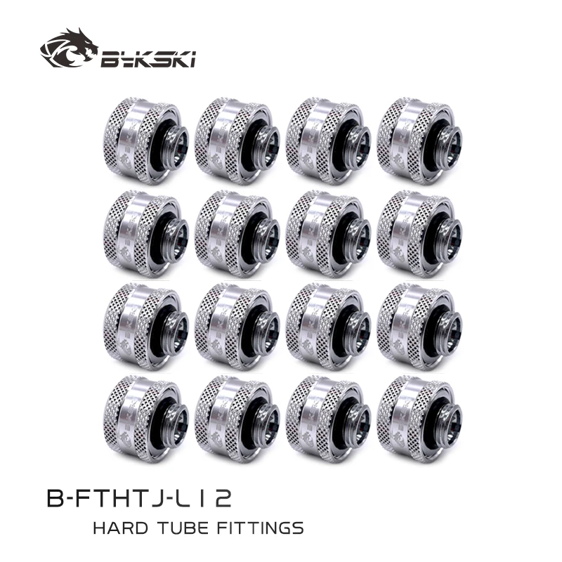 Bykski B-FTHTJ-L16,12/16 шт. Черный, Серебристый, Белый, Золотой, OD12MM 14MM 16MM, Твердые фитинги для труб, сжатие для трубок PETG, G1/4