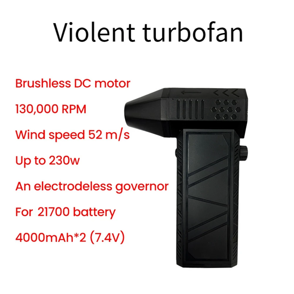 

Мощный портативный турбовентилятор Violent Turbo Mini Fan 200W 130 000 об/мин, перезаряжаемый, для удаления пыли, ураганная сила ветра - A54Q